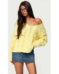 Edikted - Inga Oversized Cable Knit Sweater - Lyst