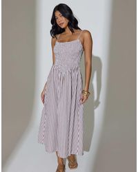 South Beach - Stripe Smocked Maxi Dress - Lyst