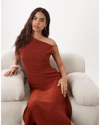 Mango - Satin Cowl Neck Asymmetric Midi Dress - Lyst