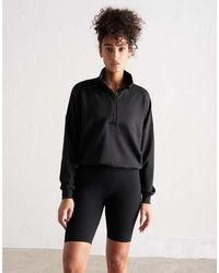 Aim'n - Sudadera Negra Cómoda Con Media Cremallera De - Lyst