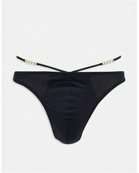 ASOS - Thong With Strapping And Chain Detail - Lyst