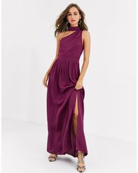Little Mistress Lange Satijnen Jurk Satin Maxi Dress - Paars