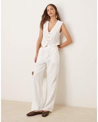 Vila - Linen Touch Tailored Wide Leg Trouser Co-ord - Lyst