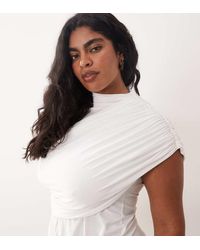 ASOS - Asos Design Curve Slinky Ruched Drape Detail Top - Lyst