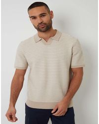 Threadbare - Textured Stripe Trophy Neck Knitted Polo Shirt - Lyst