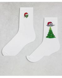 ASOS - 2 Pack Socks With Christmas Space Graphic - Lyst
