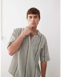 Collusion - Camicia Testurizzata Color Panna A Righe - Lyst