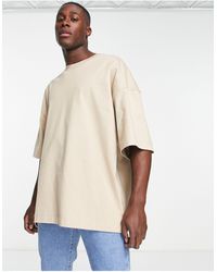 TOPMAN - Premium - t-shirt ultra oversize - taupe - Lyst