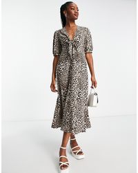 ASOS - Tie Front Button Through Midi Dress - Lyst