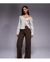 The Frolic - Exclusive Tailored Pocket Front Seam Detail Mid Waist Straight Leg Trousers - Lyst