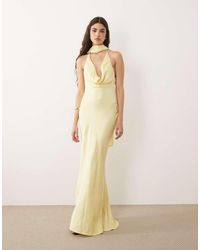 ASOS - Satin Cowl Neck Scarf Maxi Dress - Lyst