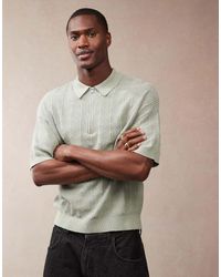 ASOS - Polo Vestibilità Comoda Testurizzata Con Zip Corta Salvia - Lyst