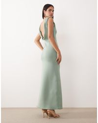ASOS - Structured Scoop Neck Maxi Dress With Open Back - Lyst