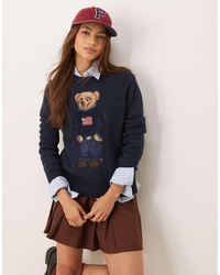 Polo Ralph Lauren - Gebreide Trui Met Beer Met Vlag - Lyst