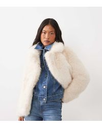 Forever New - Faux Fur Revere Collar Short Coat - Lyst