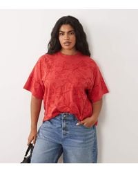 ASOS - Asos Design Curve Boxy Tee With Embellished Beaded Flowers - Lyst