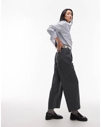 TOPSHOP - Wide Straight Leg Pinstripe Tailored Pants - Lyst