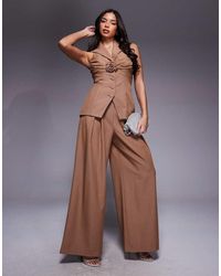 ASOS - Co-Ord Wide Leg Trousers With Ruched Waistband Detail - Lyst