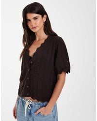 Pieces - Frill Trim Short Sleeve Knitted Cardigan - Lyst