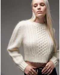 & Other Stories - Mohair And Wool Blend Crew Neck Cable Sweater - Lyst