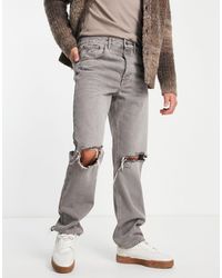 ASOS – gefärbte, gerade geschnittene jeans mit rissen an den knien - Grau