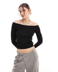 Mango - Off Shoulder Knitted Top - Lyst