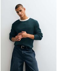 ASOS - Relaxed Knitted Rib Crew With Contrast Collar - Lyst