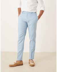 ASOS - – elegante, schmal geschnittene hose aus leinenmix - Lyst