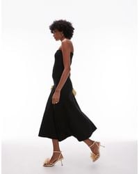 Mango - Bandeau Knitted Volume Skirt Midi Dress - Lyst
