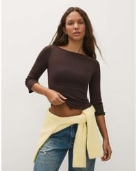 Bershka - Boat Neck Long-Sleeve T-Shirt - Lyst