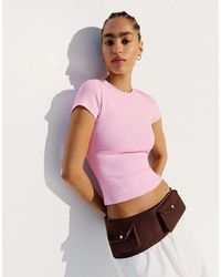 Bershka - Short Sleeve Round Neck T-Shirt - Lyst