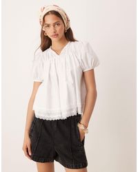ASOS - Cotton Lace Trim Blouse - Lyst