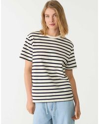 Stradivarius - T-Shirt Vestibilità Squadrata Pesante Écru A Righe - Lyst