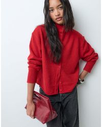 ASOS - Funnel Neck Concealed Placket Relaxed Cardigan - Lyst
