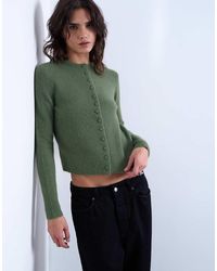 TOPSHOP - Gebreid Vest Met Bedekte Knopen - Lyst