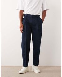 ASOS - Linen Rich Smart Oversized Tapered Pleated Pants - Lyst