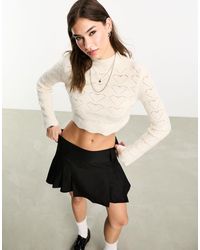 ONLY - Cropped Scallop Edge Heart Jumper - Lyst