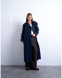 TOPSHOP - Longline Oversized Faux Suede Trench Coat - Lyst