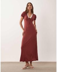 Miss Selfridge - V-Neck Maxi Tea Dress With Lace Trim - Lyst
