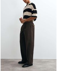 ASOS - 100% Cotton Heavyweight Tailored Wide Leg Trousers - Lyst