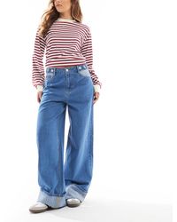 Object - Extreme Wide Leg Jeans With Contrast Turn Ups - Lyst
