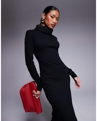 ASOS - Ribbed Midaxi Roll Neck Dress - Lyst
