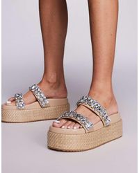 Public Desire - Duchess Update Raffia Sandals With Embellished Straps - Lyst