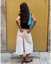 Bershka - Losvallende Denim Bermuda Short - Lyst
