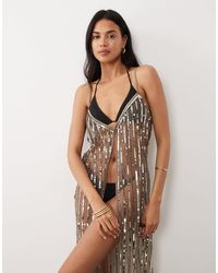 4th & reckless stacey sequined halter dress 4th & Reckless Stacey Sequined Halter Dress in Brown