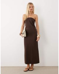 ASOS - Linen Blend Clean Column Maxi Dress - Lyst