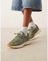 New Balance - Zapatillas De Deporte Verde Oliva Con Estampado De Leopardo 327 De - Lyst