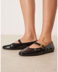 ASOS - Wide Fit Leah Mary Jane Ballet Flats - Lyst