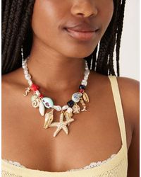 ASOS - Limited Edition Faux Pearl Necklace With Large Sea-life Charms - Lyst