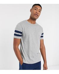 ASOS Tall Lounge Pyjama Short And Tshirt Set With Stripe And Branded Waistband - Blue